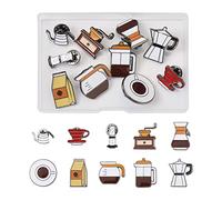 Boutigem Lot de 10 broches en émail pour cafetière Barista - Pour sac à dos, cafetière, café - En alliage de zinc - Pour décoration de vêtements