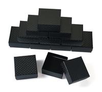Boutigem Lot de 12 boîtes en carton pour présentation de bijoux, boîte cadeau carrée noire, 7,5 x 7,5 x 3,6 cm, pour bagues, colliers, boucles d'oreilles, bracelets