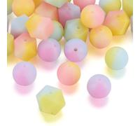Boutigem Lot de 30 perles hexagonales rondes lumineuses en silicone souple pour Noël, Halloween, fabrication de bijoux, loisirs créatifs