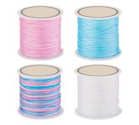 Boutigem Lot de 4 rouleaux de cordon en nylon satiné pour la fabrication de bijoux - 4 styles - 0,8 mm - pour bracelets, porte-clés, macramé, nœuds chinois, macaron