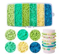 Boutigem Lot de 5 640 perles rondes et plates en argile polymère Heishi, en forme de disque faites à la main, pour colliers, bracelets, boucles d'oreilles, bijoux, loisirs créatifs