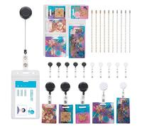 Boutigem Lot de 5 moules en silicone avec 10 porte-badges rétractables en résine époxy pour loisirs créatifs