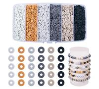 Boutigem Lot de 5640 perles en argile polymère Heishi rondes et plates faites à la main pour bracelets de plage d'été, fabrication de bijoux, loisirs créatifs