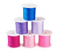 Boutigem Lot de 6 rouleaux de cordon en nylon avec nœud chinois 0,4 mm pour la fabrication de bijoux, macramé, loisirs créatifs, bracelets, colliers