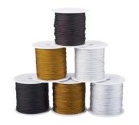 Boutigem Lot de 6 rouleaux de cordon en nylon satiné pour la fabrication de bijoux - 0,6/0,8 mm - 6 styles différents - Pour bracelets, porte-clés, macramé, nœuds chinois