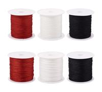 Boutigem Lot de 6 rouleaux de fil en nylon 0,6 mm 0,8 mm pour fabrication de bijoux, bracelets tressés, colliers