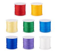 Boutigem Lot de 8 rouleaux de cordon en nylon tressé pour fabrication de bijoux - 8 couleurs - 0,8 mm - Pour bracelets, porte-clés, macramé, nœuds chinois