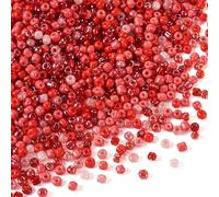 Boutigem Perles de rocaille en verre 100g 4mm, perles de poney artisanales rouges, Mini perles d'espacement pour collier, Bracelet, fabrication de bijoux, artisanat de bricolage