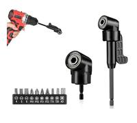 Boutihao 12 Pièces Renvoi d'Angle Visseuse, 105° Tournevis Coudé, avec Accessoire à Tige Hexagonale 1/4" et Porte Magnétiques, pour les Espaces Étroits, pour Forets à Angle Droit d'Extension Kit