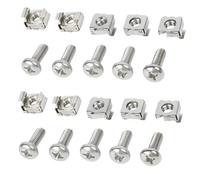 Boutihao 50 Set Vis et Ècrous à Cages M6 pour Armoires Réseau, M6x16mm Écrous et Vis pour Cage pour Baie de de Serveur en Rack, Armoires de Serveurs, Écrous et Boulons Captifs