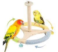 Boutihao Support de Jeu pour Perroquet, Perchoir pour Oiseaux Jouet Rotatif a 360 °, Aire de Jeux pour Oiseaux en Bois avec Perchoirs Rotatifs, pour Perruches Perroquets Calopsittes