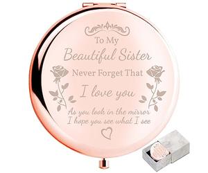 boutikpro Miroir Compact avec Inscription « to My Beautiful Sister » - Or Rose - Cadeau Unique pour Une Amie - pour Femme, Fille, sœur - pour Femme ou Meilleure Amie