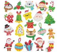 BOUTIKS 21 Pièces 5D Diamond Painting Noël Kits Enfants, DIY Diamant Painting Art Mosaïque Autocollants pour Enfants Adultes DéButants pour Décoration de Noël