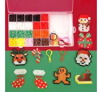 BOUTIKS Kit de Perles à Repasser de Noël - 2000 Perles à Repasser 5mm avec 13 Motifs de Noël | Incl. Plateau, Papier de Repassage & Boîte Cadeau | Pour Enfants à partir de 6 Ans