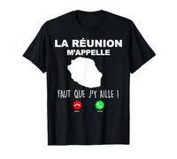 Boutique 974 Réunion Mon île Que J'Aime T-Shirt Classique Noir Unisex Adulte S Manches Courtes