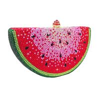 Boutique De FGG Mini sac à main en forme de fruit avec strass, compatible avec 1Phone Pro, sac de soirée en cristal demi-lune lourd pour fête de mariage, rouge pastèque, Mini