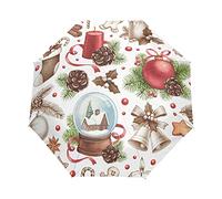 Boutique De Noël Cloche Blanche Parapluie Pliable Pliant à Ouverture Automatique Parapluies Pliant Coupe-Vent pour Voyager Plage Femmes Enfants Homme Fille