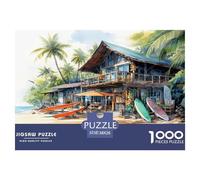Boutique de Plage Papier Puzzle Jeu De Société Adulte Activités Familiales Stimulantes 1000 Pièces surferer Shack Casse-tête Qualité Premium pour Adultes 38x26cm/1000pcs