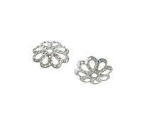 BOUTIQUE DES COULEURS Lot de 100 COUPELLES Perles Fleur Metal Argente Clair 6mm - Creation Perles