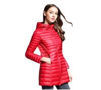 Boutique Hugo-Doudoune Light Femme lumière Mi-Longue Couleur unie Automne-Hiver - Rouge L