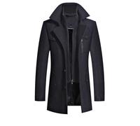Boutique Hugo-Fashion Caban Mi-Longue Manteau en Laine Homme deux Col Casual Slim Fit Pardessus Homme Vêtements Automne-Hiver XXL