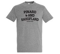 Boutique KKO - T-Shirt Humoristique Pinard and Sauciflard - 100% Coton - T-Shirt Oeko-Tex, Imprimé en France - Coupe Droite - Gris chiné - L