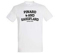 Boutique KKO - T-Shirt Humoristique Pinard and Sauciflard - 100% Coton - T-Shirt Oeko-Tex, Imprimé en France - Coupe Droite - Blanc - XL