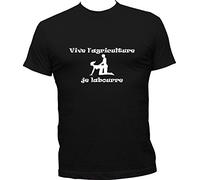 Boutique KKO - T-Shirt Humoristique Vive l'agriculture, Je Labourre - 100% Coton - T-Shirt Oeko-Tex, Imprimé en France - Coupe Classique - Noir - M