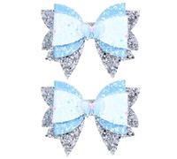Boutique Pinces à cheveux princesse à paillettes pour adolescentes, petites filles, 8,9 cm, bleu étincelant, argent, blanc, nœud, épingles à cheveux crocodiles pour enfants, anniversaire, jeu de rôle,