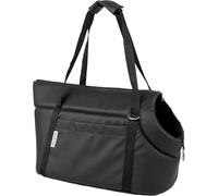 BOUTIQUE ZOO Sac de transport pour chien L jusqu'à 12 kg - Sac de transport pour chiens et chats de taille moyenne - Doux, pliable et lavable - 42 × 29 × 33 cm - Noir/cuir synthétique