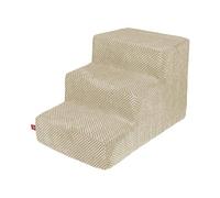 BoutiqueZOO Escalier pour Chien de 30 cm de Haut | escalier pour Chat | 3 marches | escalier pour Petit Chien | lit et Voiture | Couverture en Peluche | Couleur: Beige