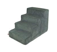 BoutiqueZOO Escalier pour Chien de 40 cm de Haut | escalier pour Chat | 4 marches | escalier pour Petit Chien | lit et Voiture | Couverture en Peluche | Couleur: Gris