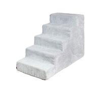 BoutiqueZOO Escalier pour Chien de 50 cm de Haut | escalier pour Chat | 5 marches | escalier pour Petit Chien | lit et Voiture | Couverture en Peluche | Couleur: Gris
