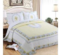 Boutis Couvre Lit Dessus De Lit Matelassé 2 Personnes Matelassé De Luxe Coton Patchwork, Couverture Courtepointe Boutis Avec 2 Taies D'oreiller Parure De Lit,BC-230X250CM