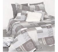 Boutis et taies d'oreiller - Arkansas - Gris - 240 x 260 cm - 100% polyester - 60 x 60 cm