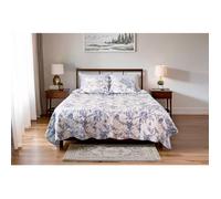 Boutis Patchwork Bleu Jouy - 230x250 cm - Boutis 2 places avec 2 taies 65x65cm - Couvre-lit Matelassé - Autrefois