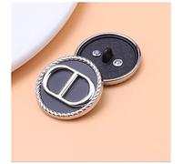 Bouton 10pcs / lot mode Cc Boutons décoratifs for vêtements en métal en métal doré strass for coudre Black Vintage Veste Bouton Poussoir(Color:Silver DD,Size:23mm-10pcs)