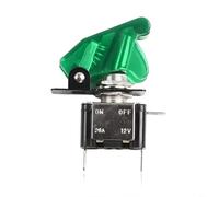 Bouton à bascule ASW07D au design élégant avec un couvercle de protection pour le contrôle de l'éclairage du véhicule à 12 V CC (couvercle vert transparent + LED verte)