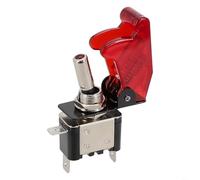 Bouton à bascule ASW07D au design élégant avec un couvercle de protection pour le contrôle de l'éclairage du véhicule à 12 V CC (couvercle rouge transparent + LED rouge)