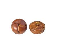 Bouton À Tige En Cuir Véritable, Vintage, Marron, Tissé À La Main, Chocolat, Forme De Football, 5 Pièces, Taille unique