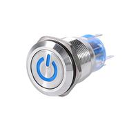 Bouton autobloquant 19mm 12V LED Étanche Inoxydable poussoir de verrouillage Interrupteur d'alimentation 1NO1NC(Bleu)-Étanche Blanc Led Marine