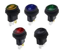 Bouton avec interrupteur à bascule lumineux 12V 220V, ouverture de 20MM, rond en forme de bateau, 3 broches, interrupteurs à pointe argentée, 1 pièce(Green 3pin,220V)