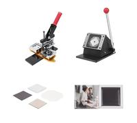 bouton badge Maker Machine à badges magnétiques en fer blanc à fonctionnement manuel 50 x 50 pour badges carrés DIY Badge(Describe 8)