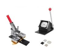 bouton badge Maker Machine de fabrication d'aimants de réfrigérateur carrés Ensemble complet 63,5 x 63,5 mm + coupe-papier + 100 feuilles de fabrication d'aimants DIY Badge