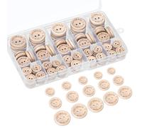 bouton bois 140 pièces ，boutons mercerie， boutons 2 trous，bouton bois naturel idéal pour coudre et créer des décorations 15/20/25 mm