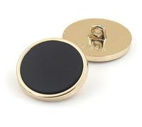 bouton. Boutons de couture décoratifs, épingles à boutons, jeans, pantalon, serre-taille, rallonge, surface plate noire avec bord doré, bouton en métal for blazer, costumes, manteaux(Gold+black,16mm)