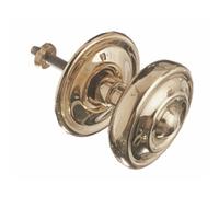 Bouton central - pour porte - laiton poli - diamètre 80 mm - tige fixe CADAP