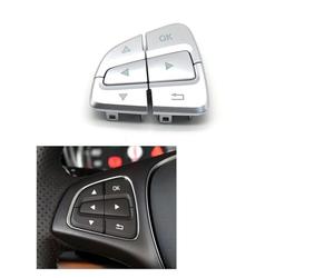 Bouton Commande Audio Volant Pour Benz AB GLA GLS GLE V Classe W176 W246 W156 W166 W292 W117 W218 W231 Boutons Commutation Commande Menu Volant Voiture(Silver-Left)