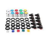 Bouton d’ rond de 32 mm, plaqué argent, avec lumière LED ; interrupteur à bouton-poussoir pour console de jeu ; bouton translucide illuminé avec micro-interrupteur et écrou