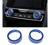 Bouton d'air conditionné, anneaux de contrôle de température, couvercle de commutateur de climatisation pour Honda 10th Gen Civic 2016 2017 2018 2019 2020 Car Aceessories (Bleu)